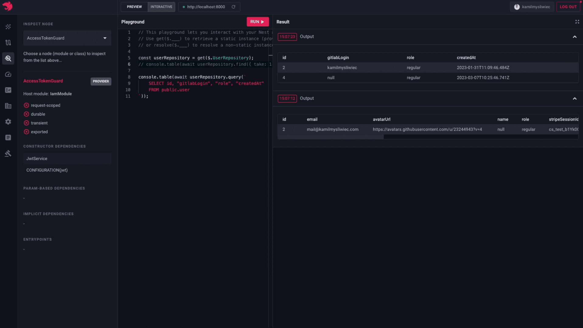 Fig: A screenshot of the Nest.js sandbox in action (Image credit: Nest.js)