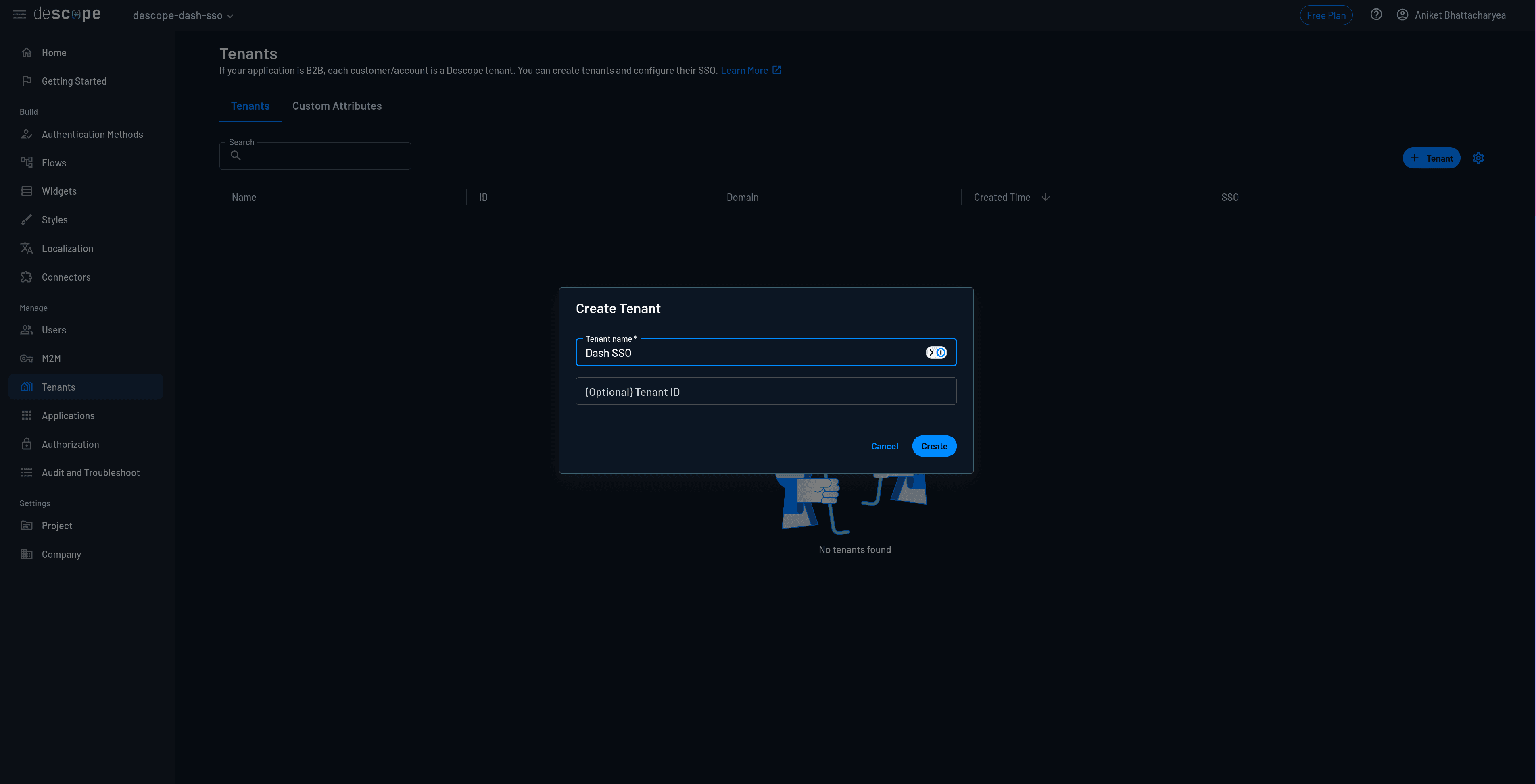 Fig: Creating a new tenant