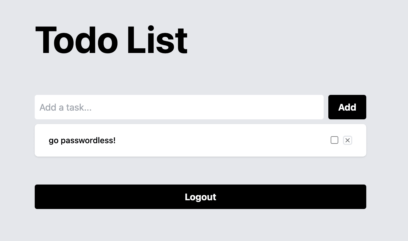Fig: Adding a task to "go passwordless"