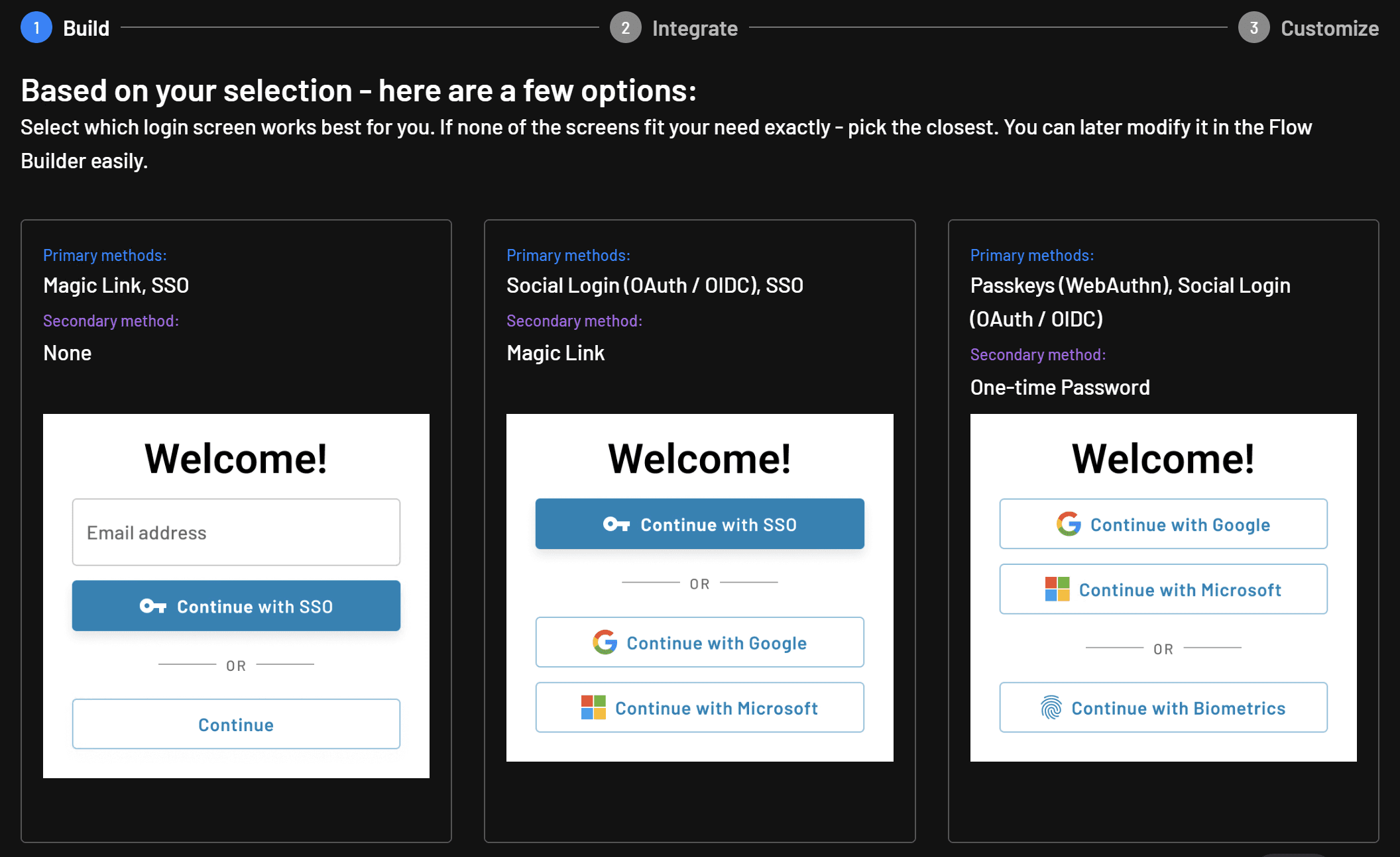 Fig: Descope Console Getting Started login component