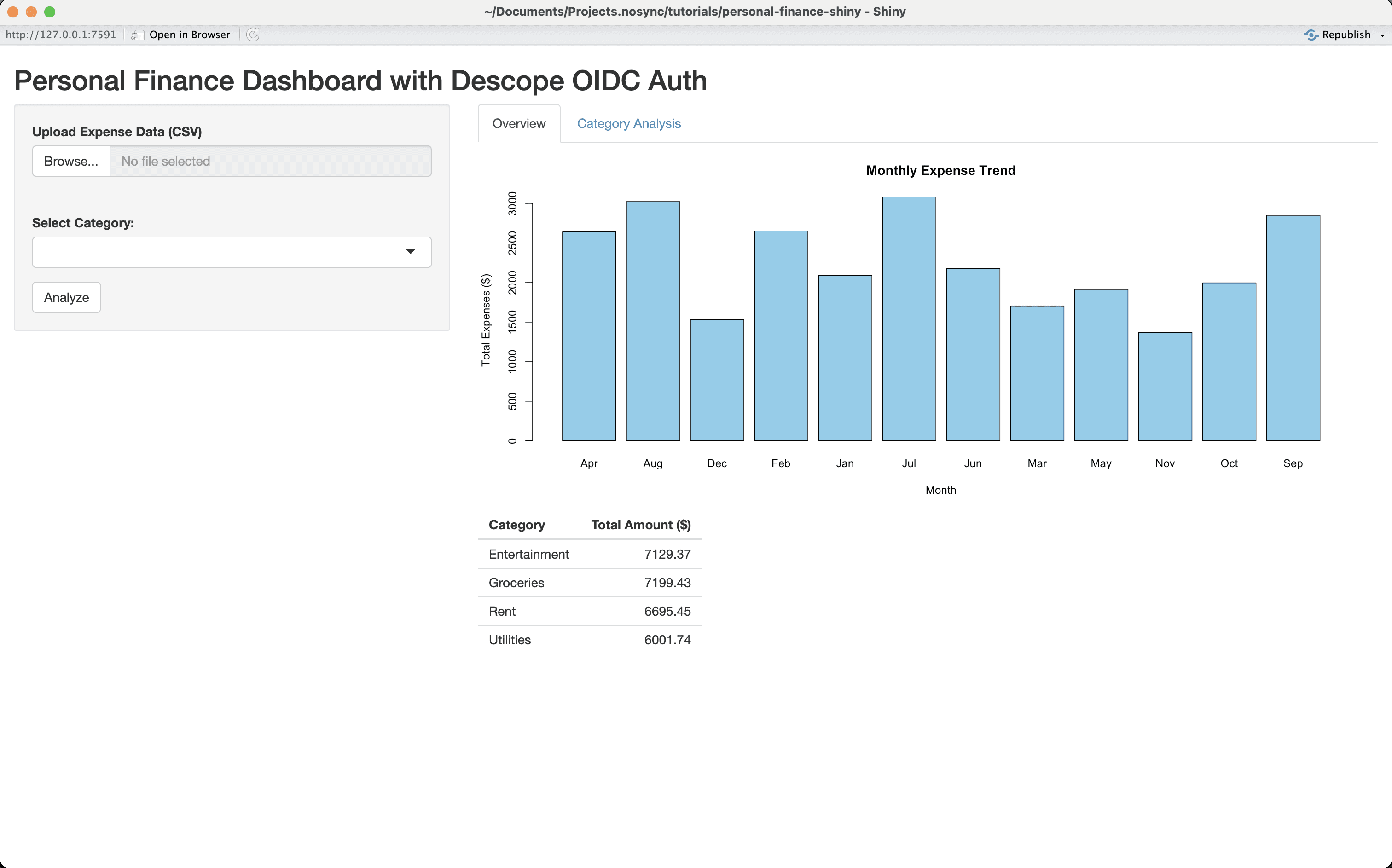 Fig: Personal finance Shiny app