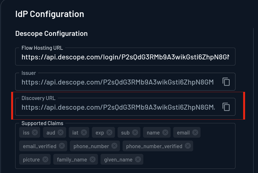 Fig: The discovery URL