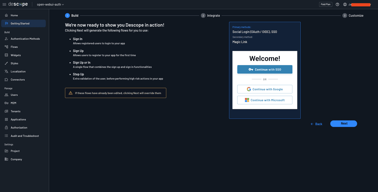 Fig: Creating the auth flow