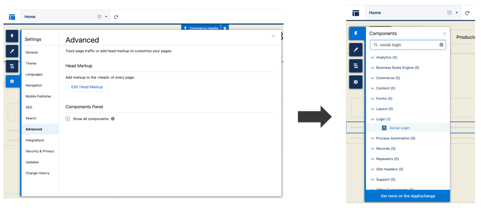 Fig: Adding the social login component