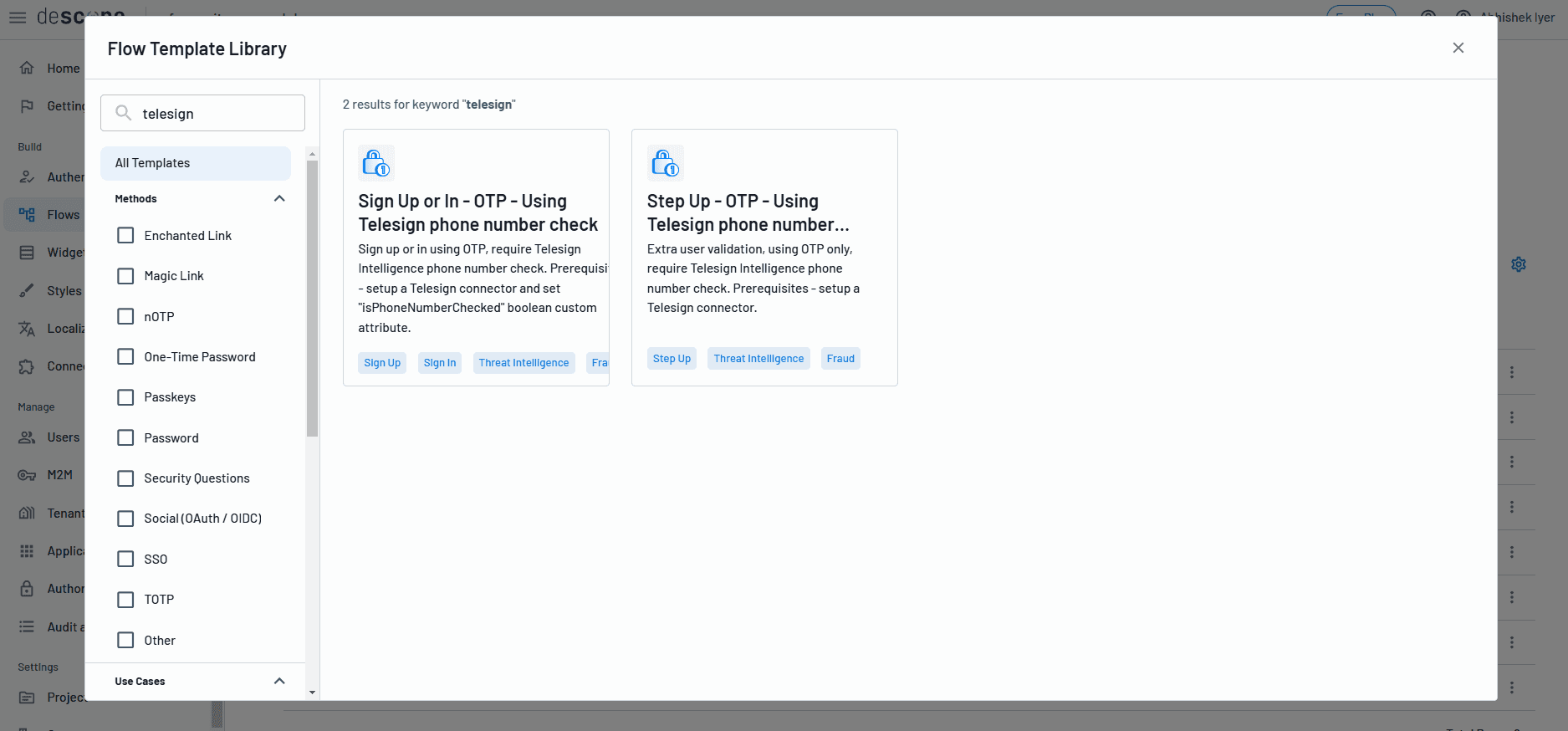 Telesign Descope Flow Templates