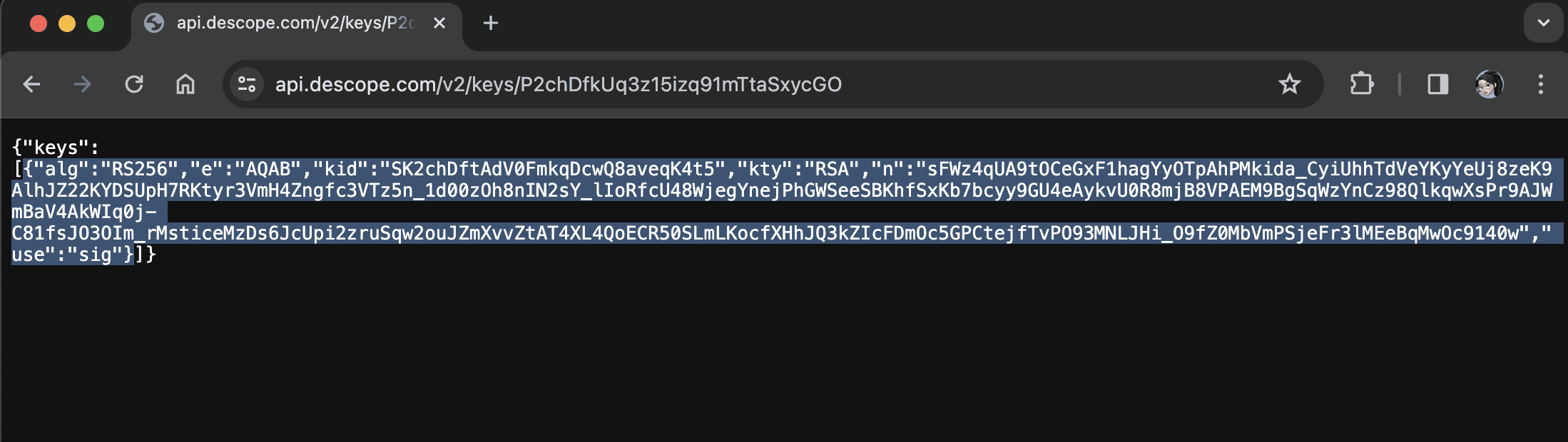 Swift tutorial Descope public key browser