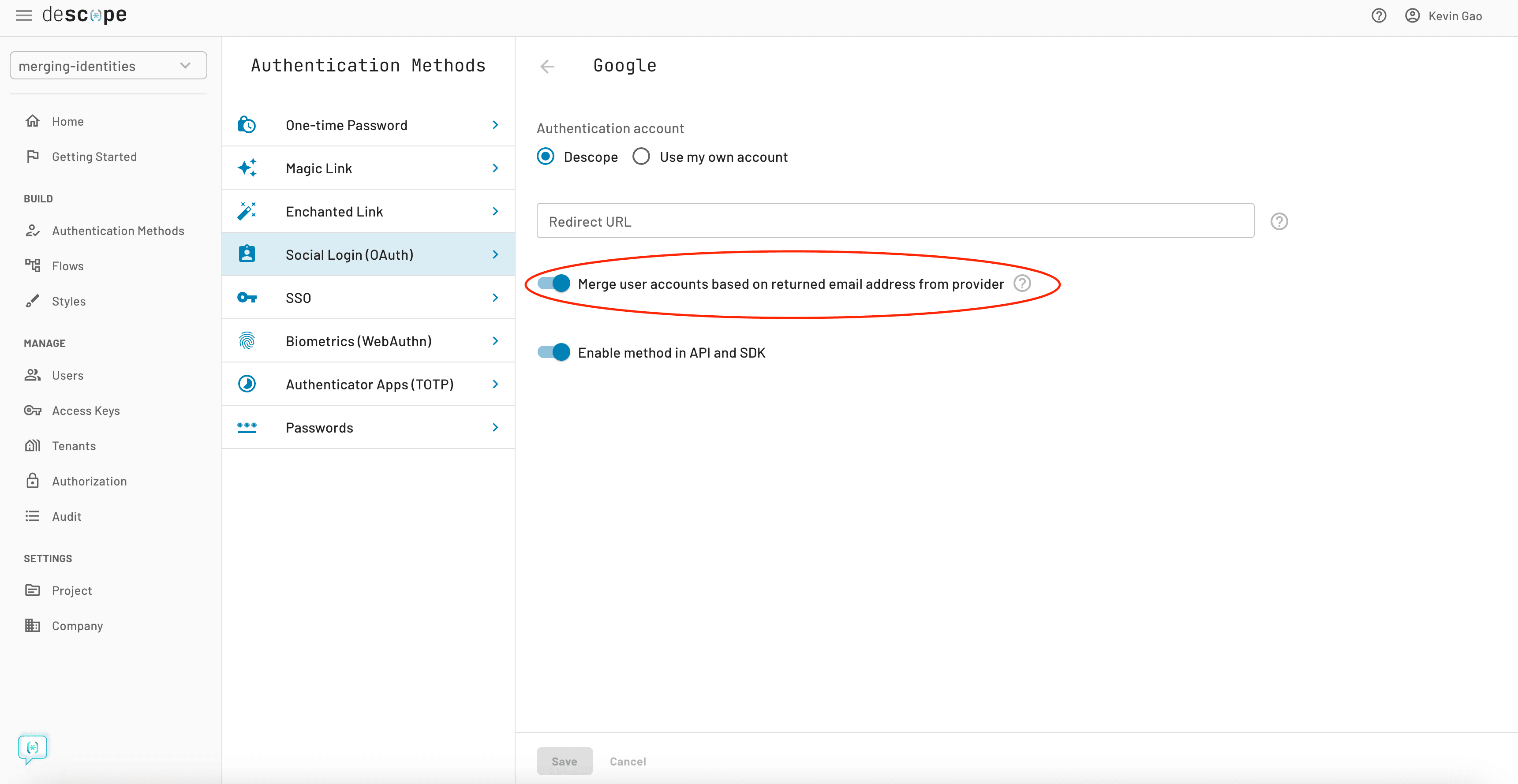 Merge User Setting in OAuth