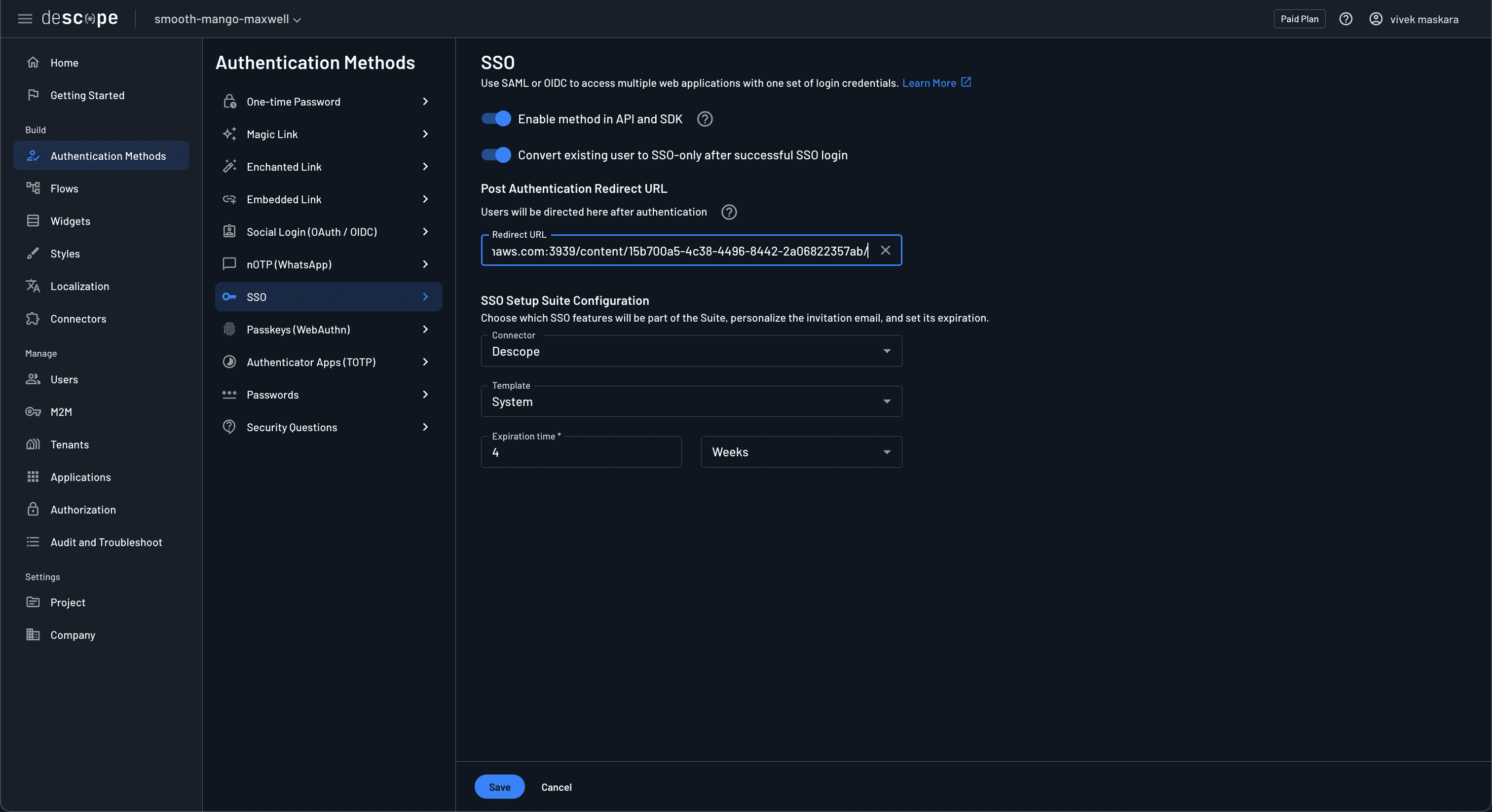 Fig: Set SSO redirect URL