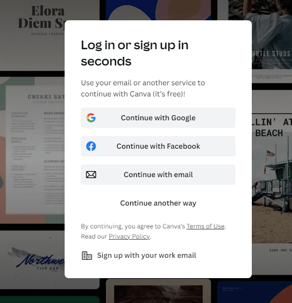 Screenshot of a login screen for Canva that offers OIDC authentication