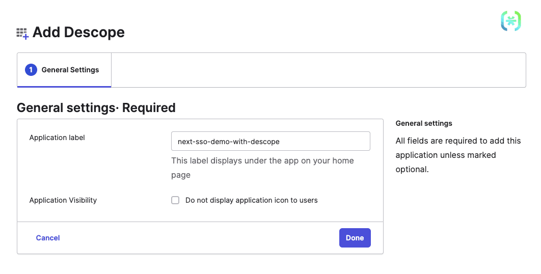 SSO tutorial update app label