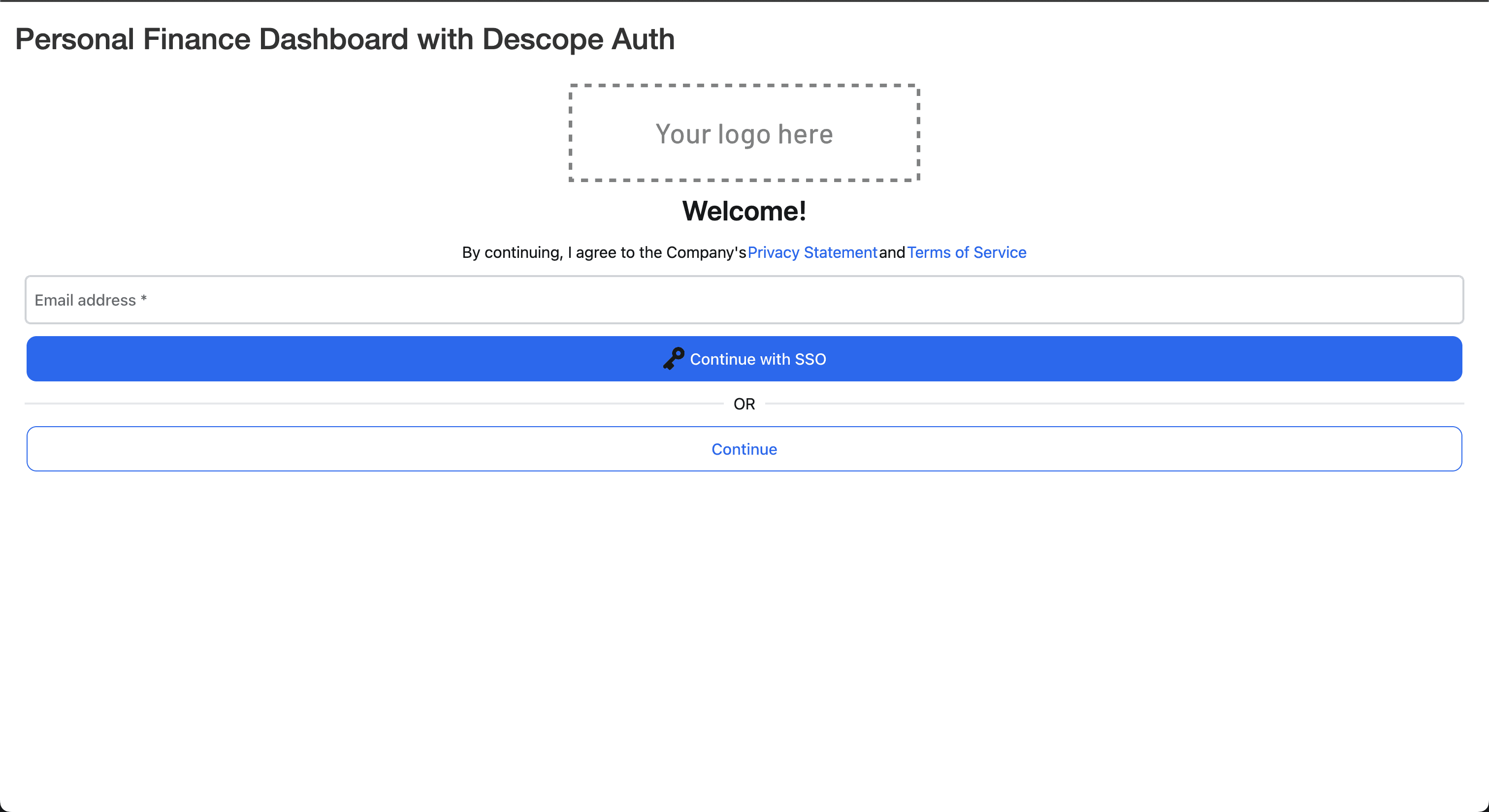 Fig: Descope auth screen