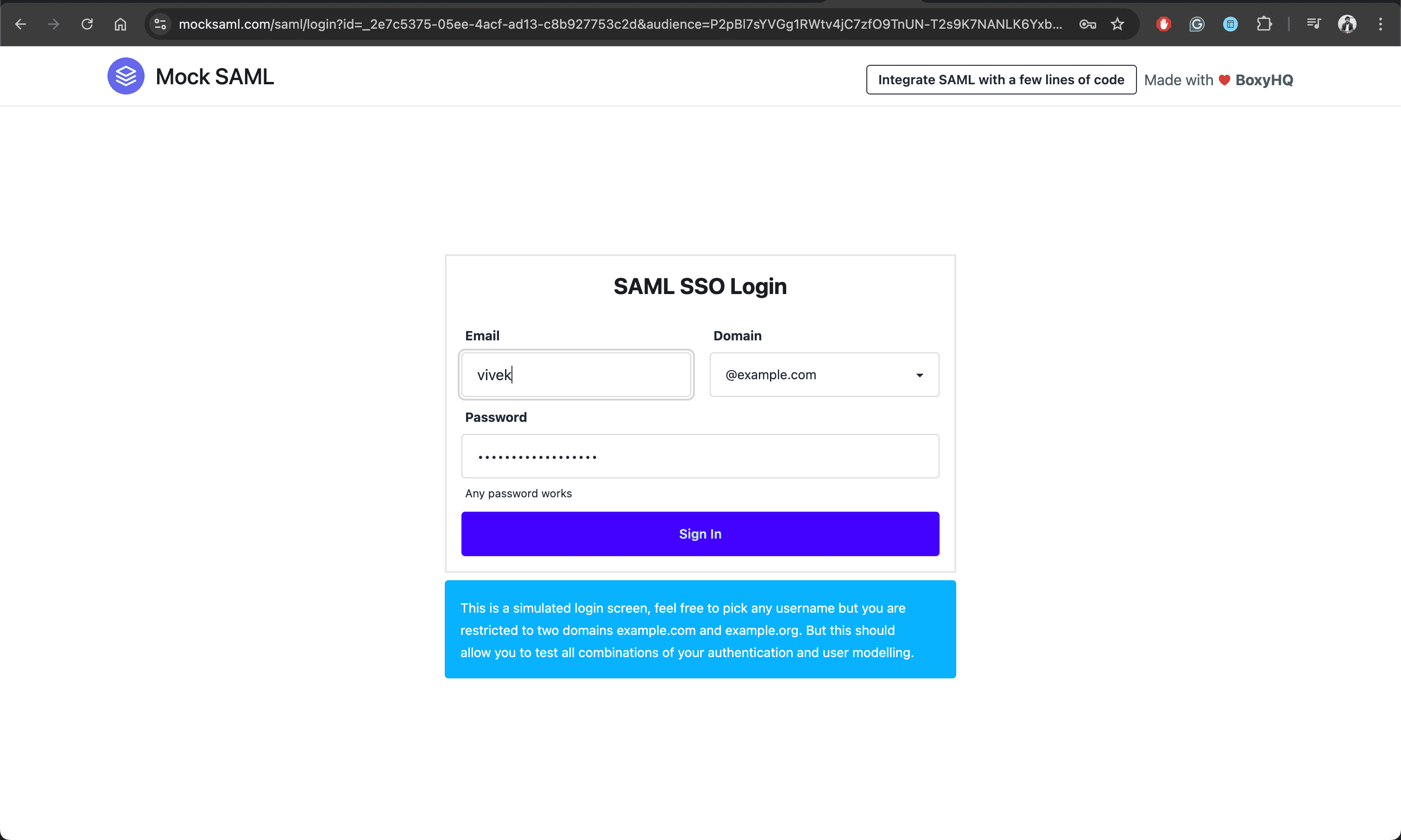 Fig: SAML SSO login