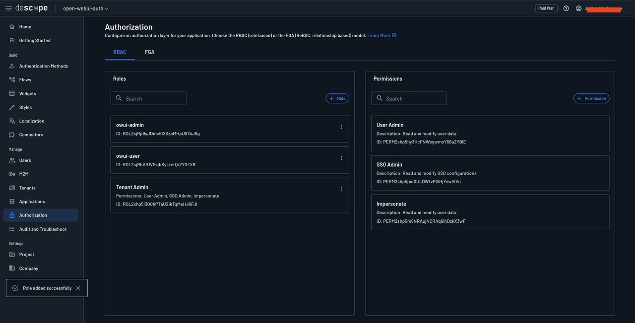 Fig: Two new roles added to Descope
