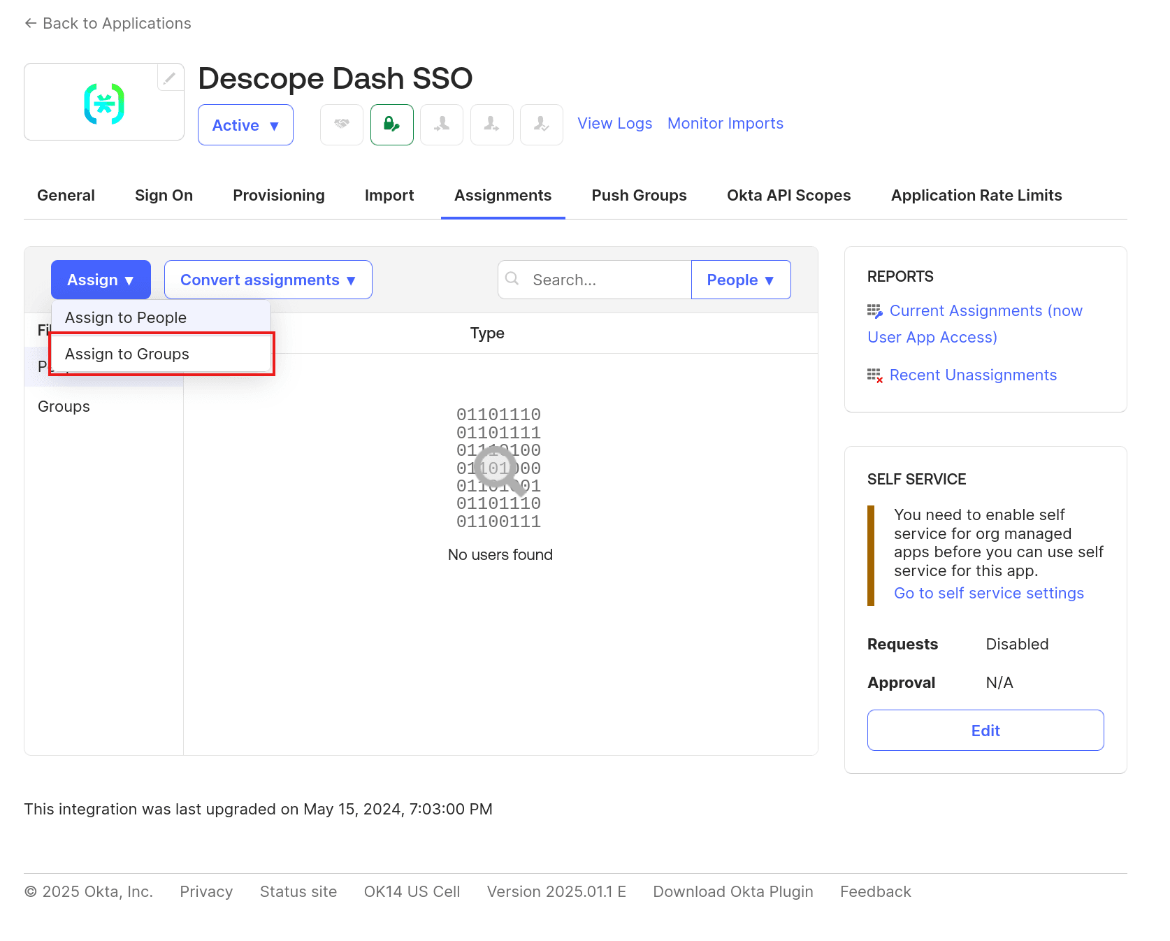Fig: Assigning the Descope app
