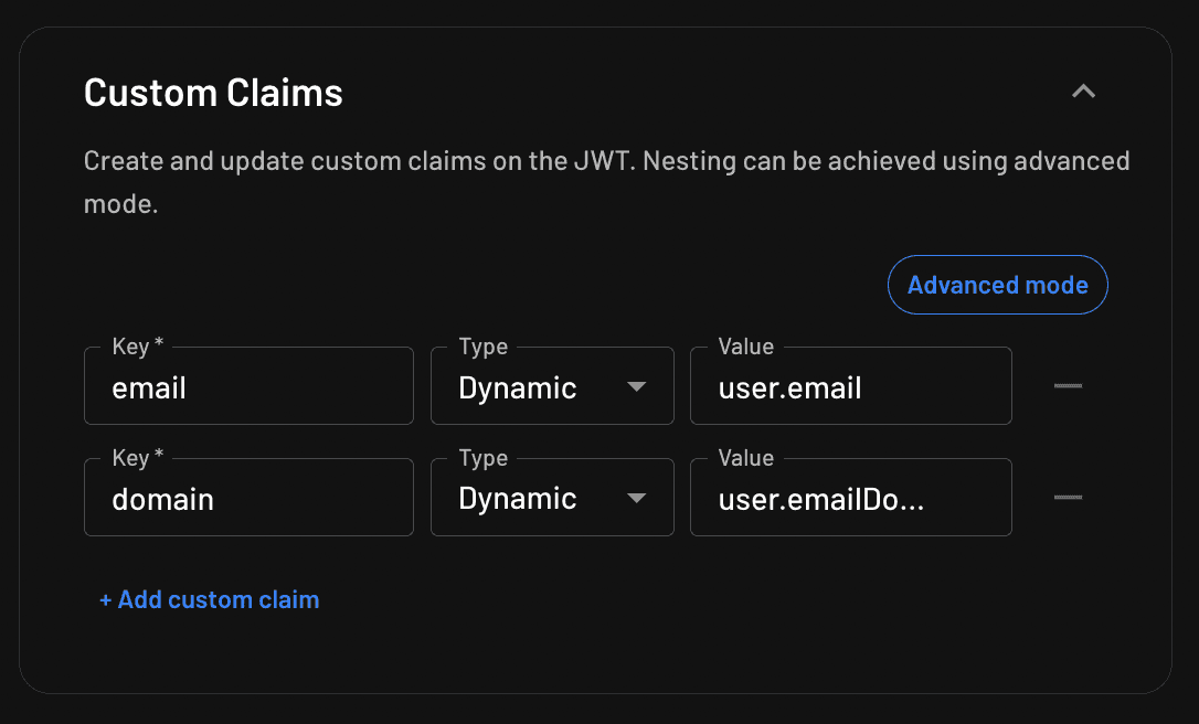 Fig: Add custom JWT field