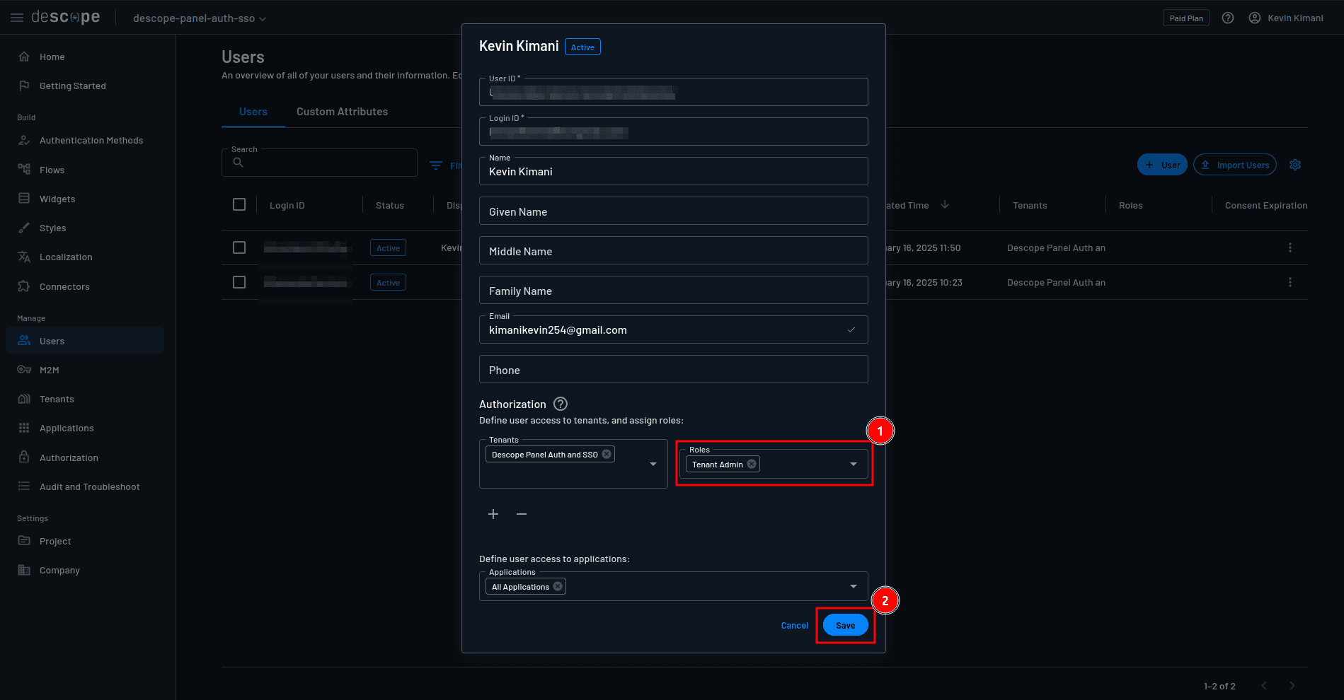 Fig: Assigning the Tenant Admin role