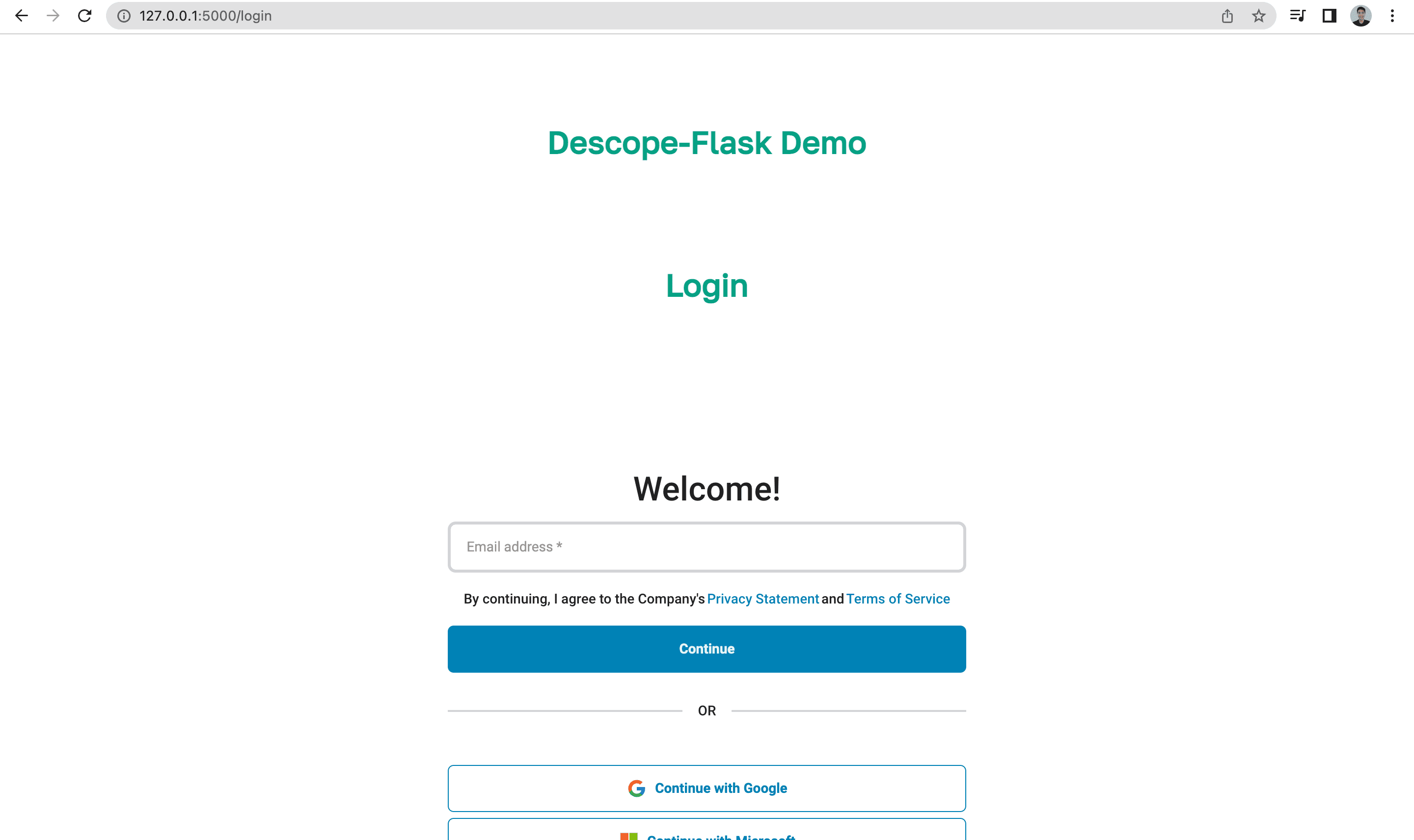 login page flask app
