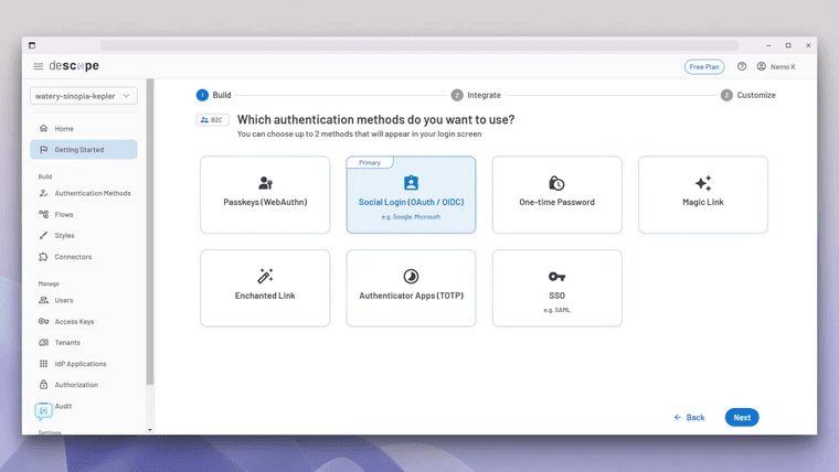 React OAuth Choose Descope Social Login