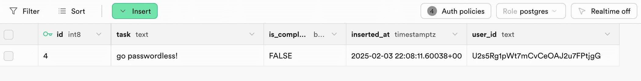 Fig: The table with "go passwordless"