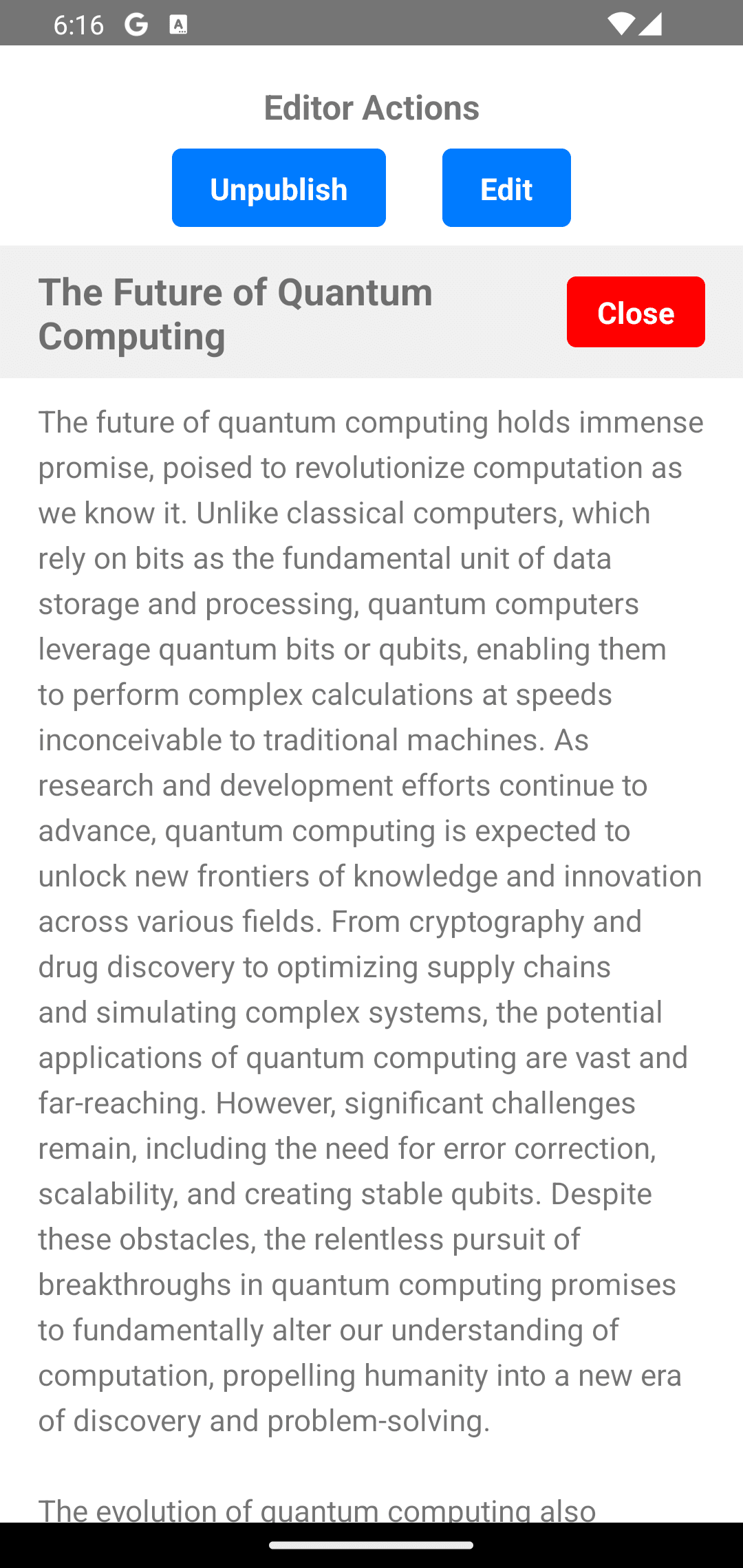 Descope react native auth demo unpublish post