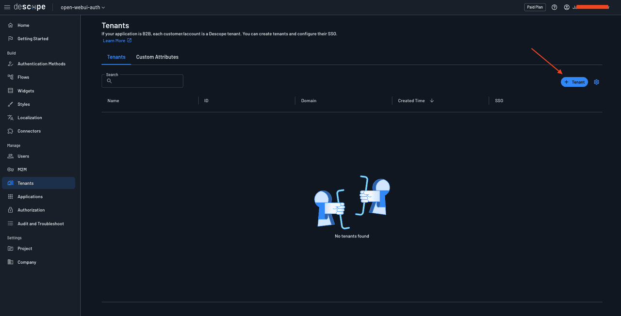 Fig: Creating a new tenant