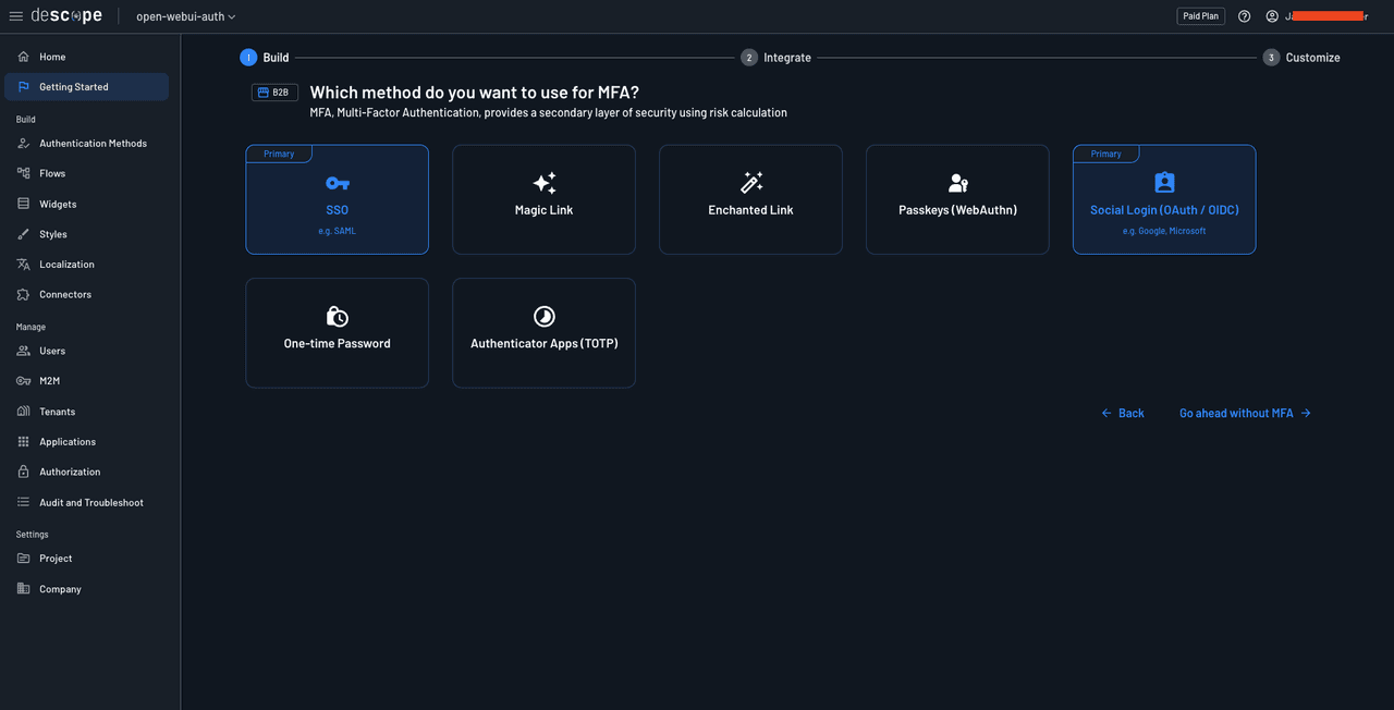 Fig: Continuing without MFA