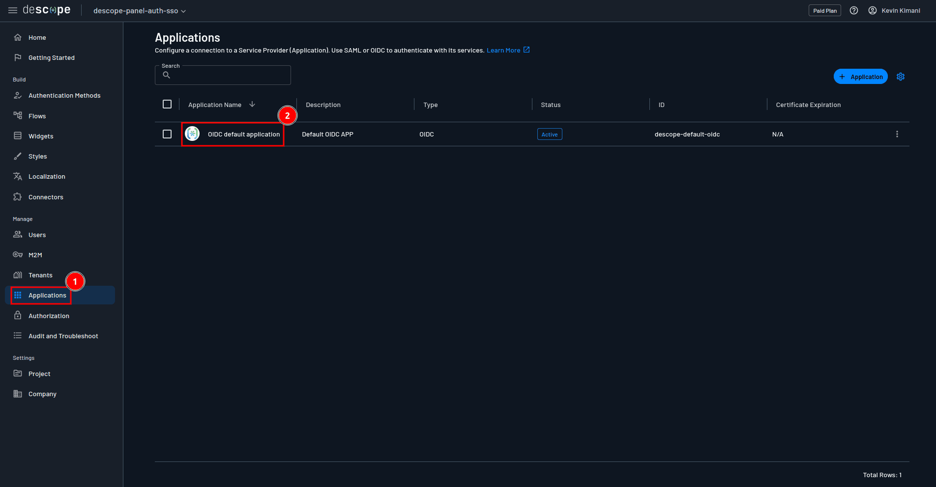 Fig: Accessing the default OIDC app