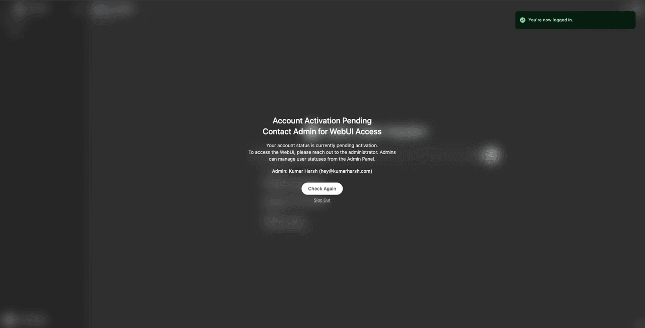 Fig: Banner informing that new account is pending activation