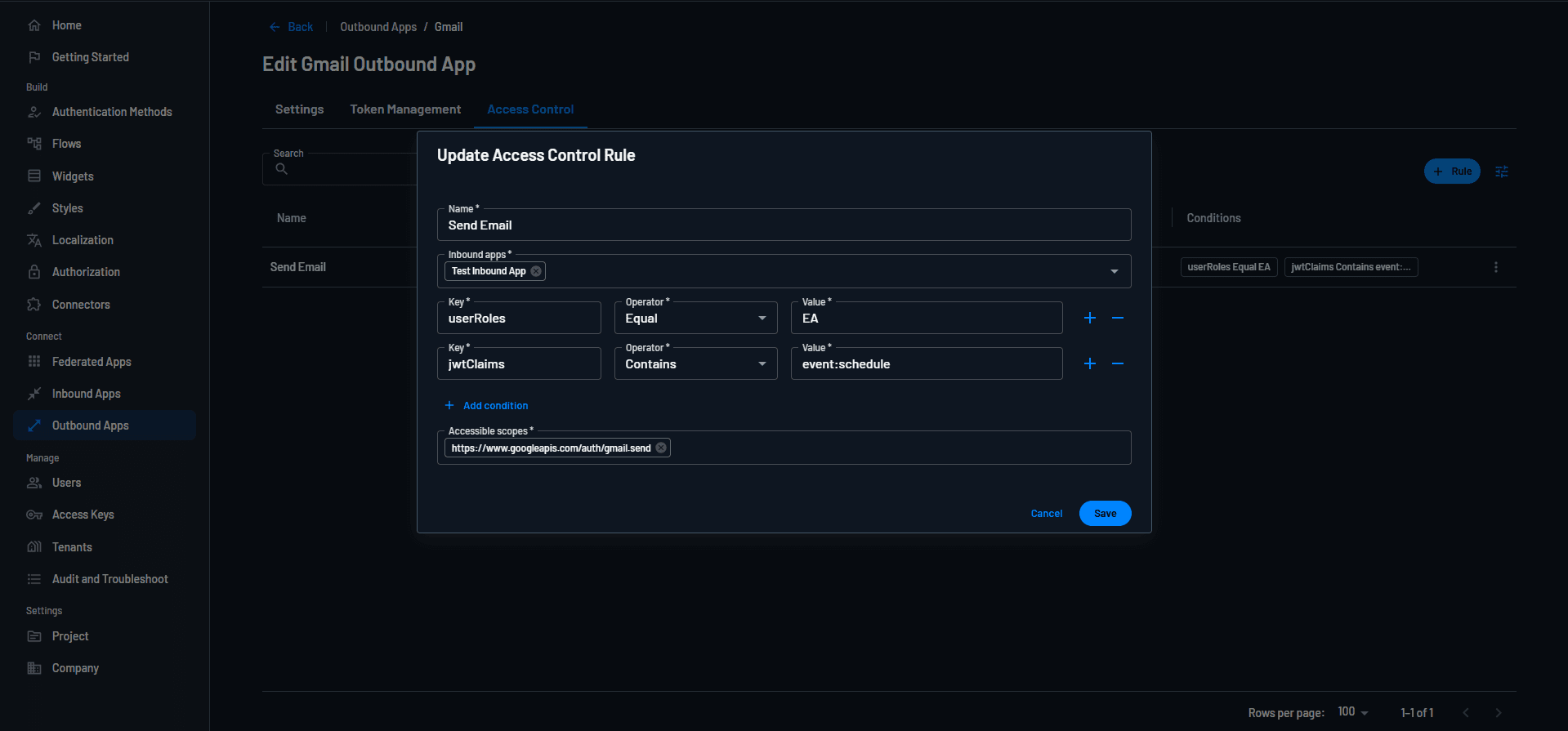 Role access control AI agent