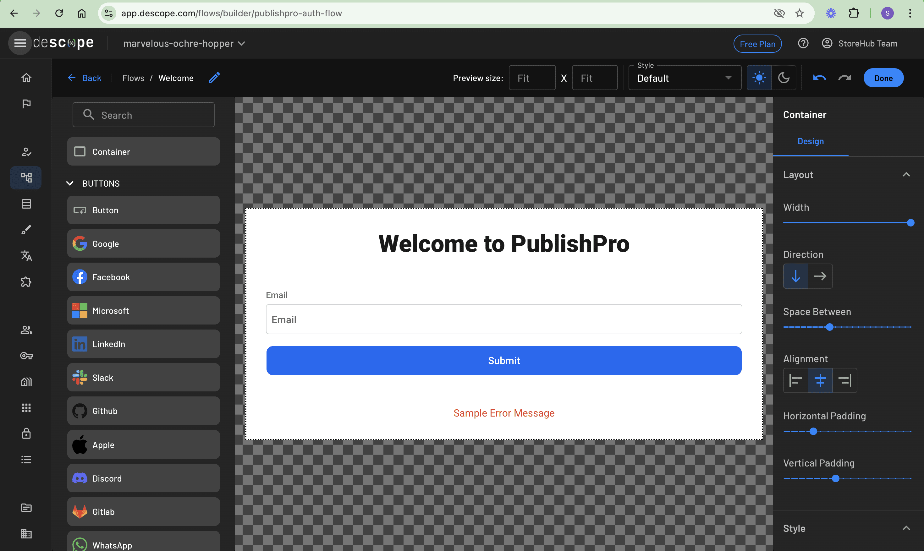 Add container for Email input and Submit button