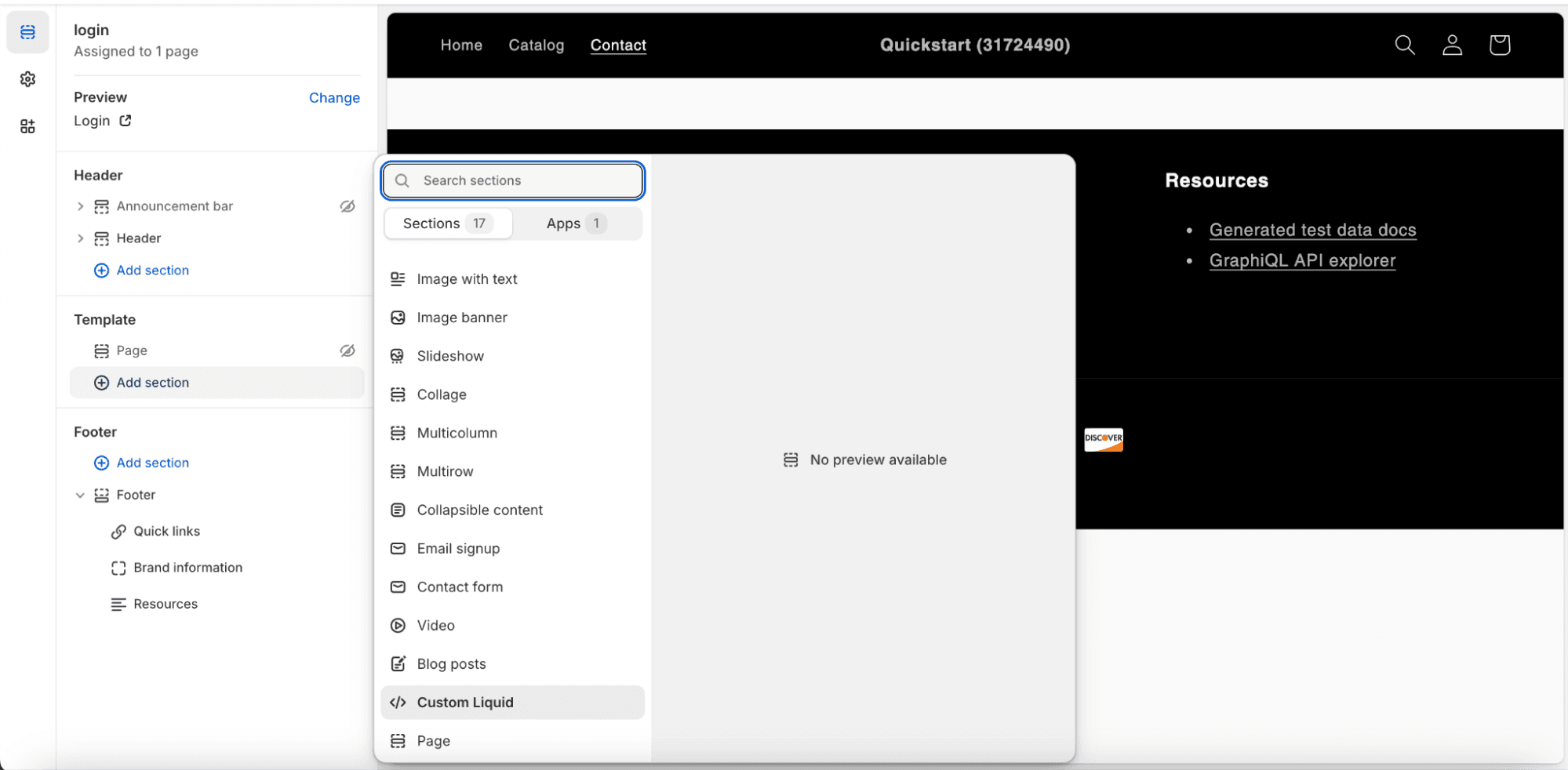 Fig: Creating a new page in Shopify
