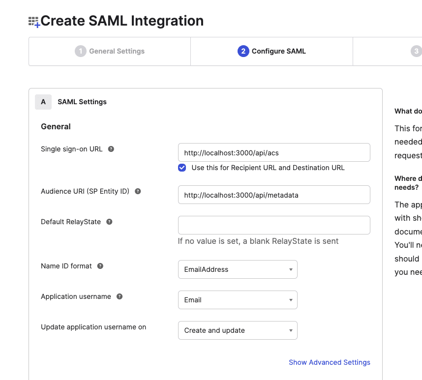 SSO tutorial integration config