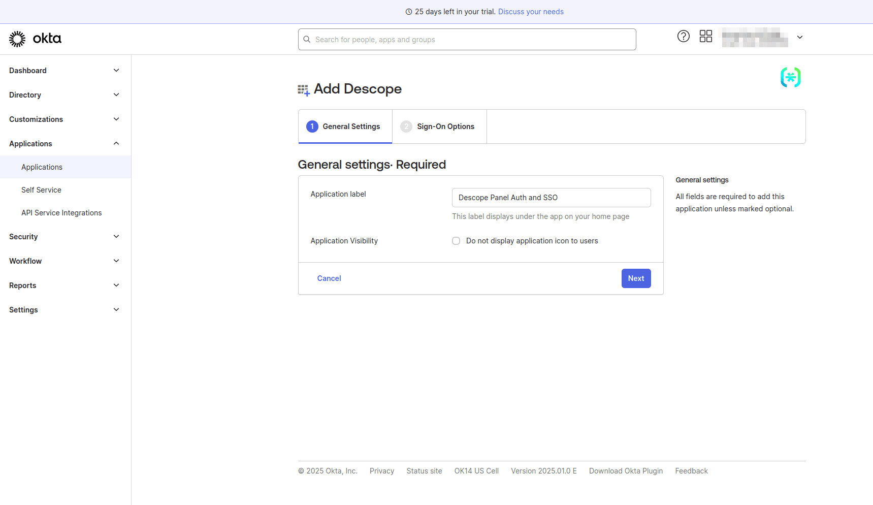 Fig: Providing the application label