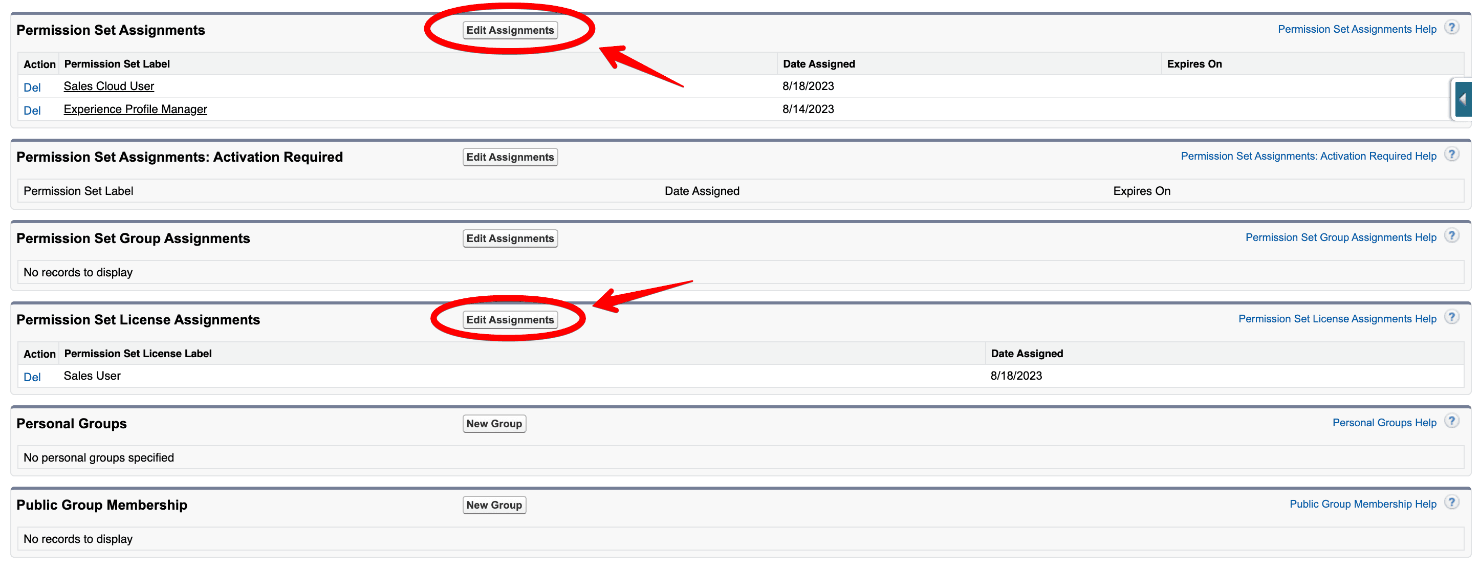 permissions set assignments and license