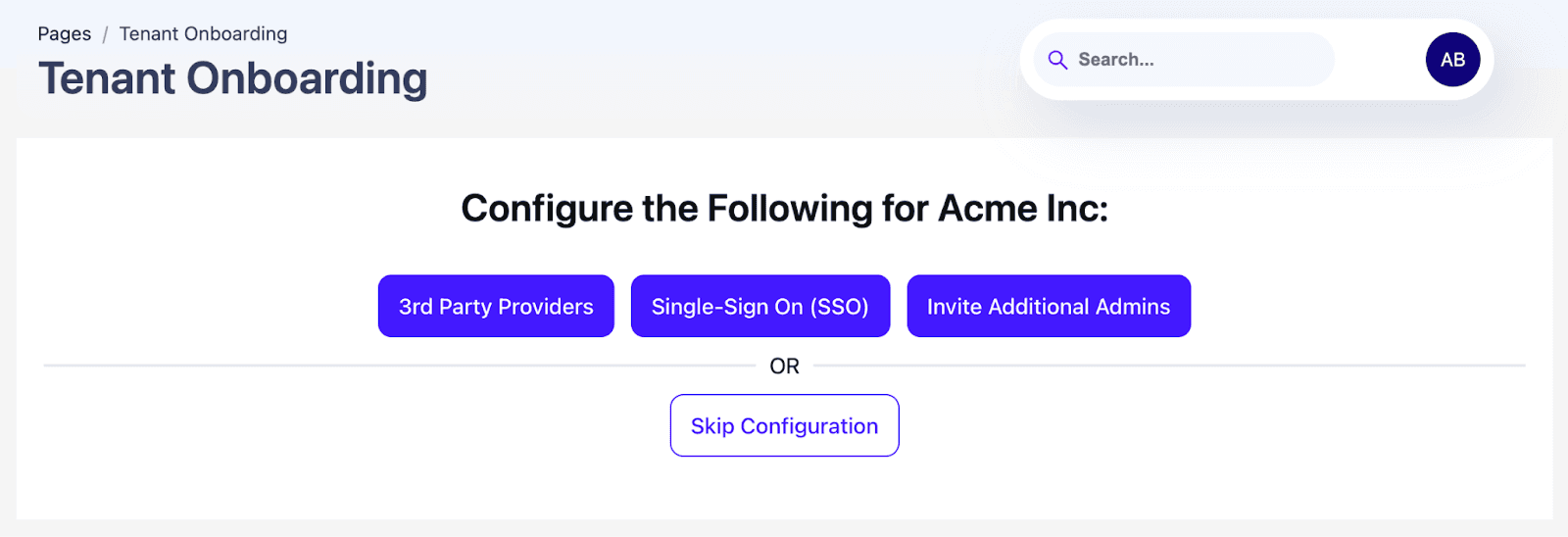 Fig: The Descope tenant onboarding interface