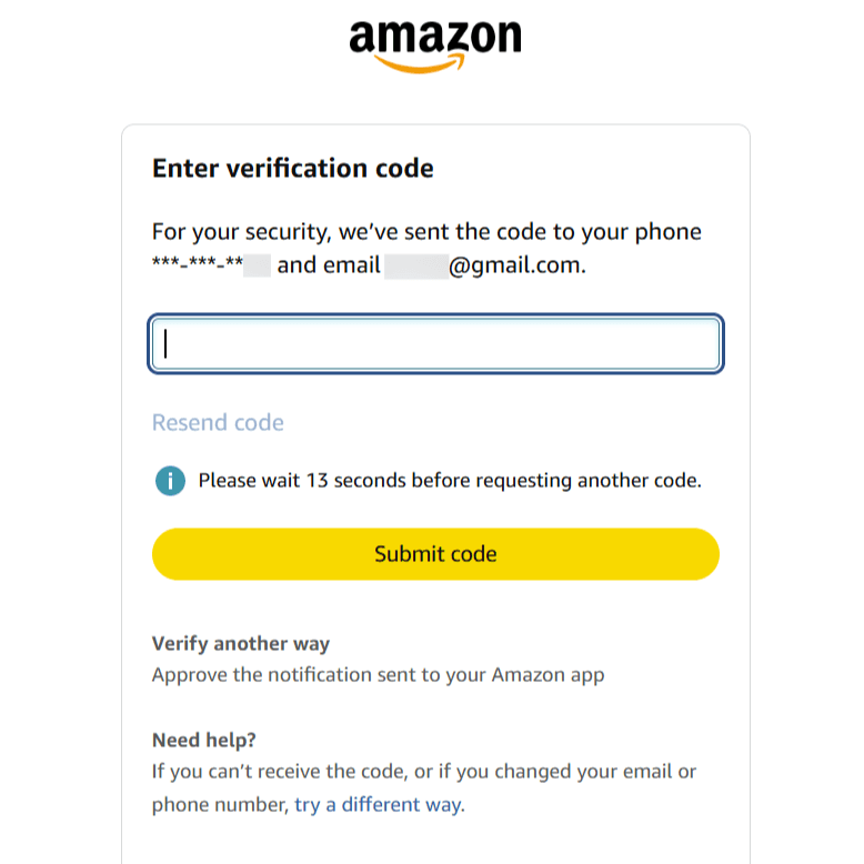 Fig: A step-up authentication prompt when accessing security settings on Amazon