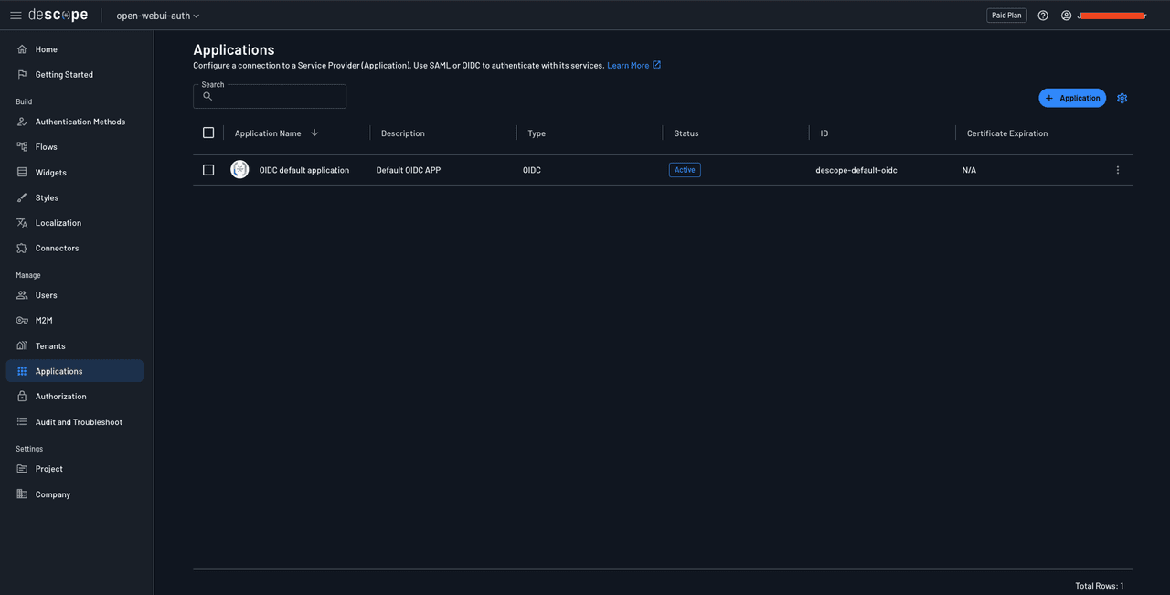 Fig: Navigating to Descope apps