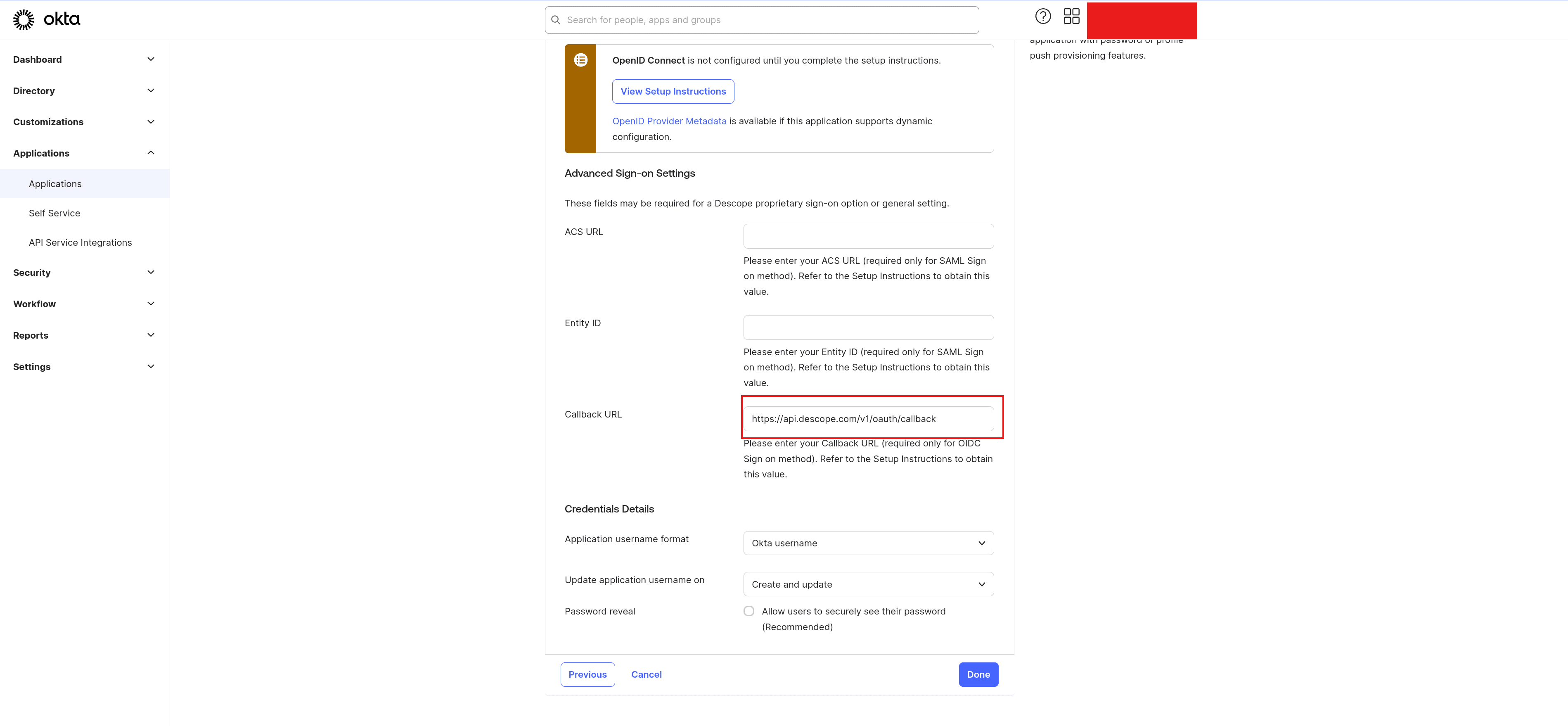 Fig: The callback URL