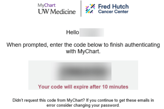 Fig: A MyChart MFA prompt for logging in (Credit: UW Medicine)