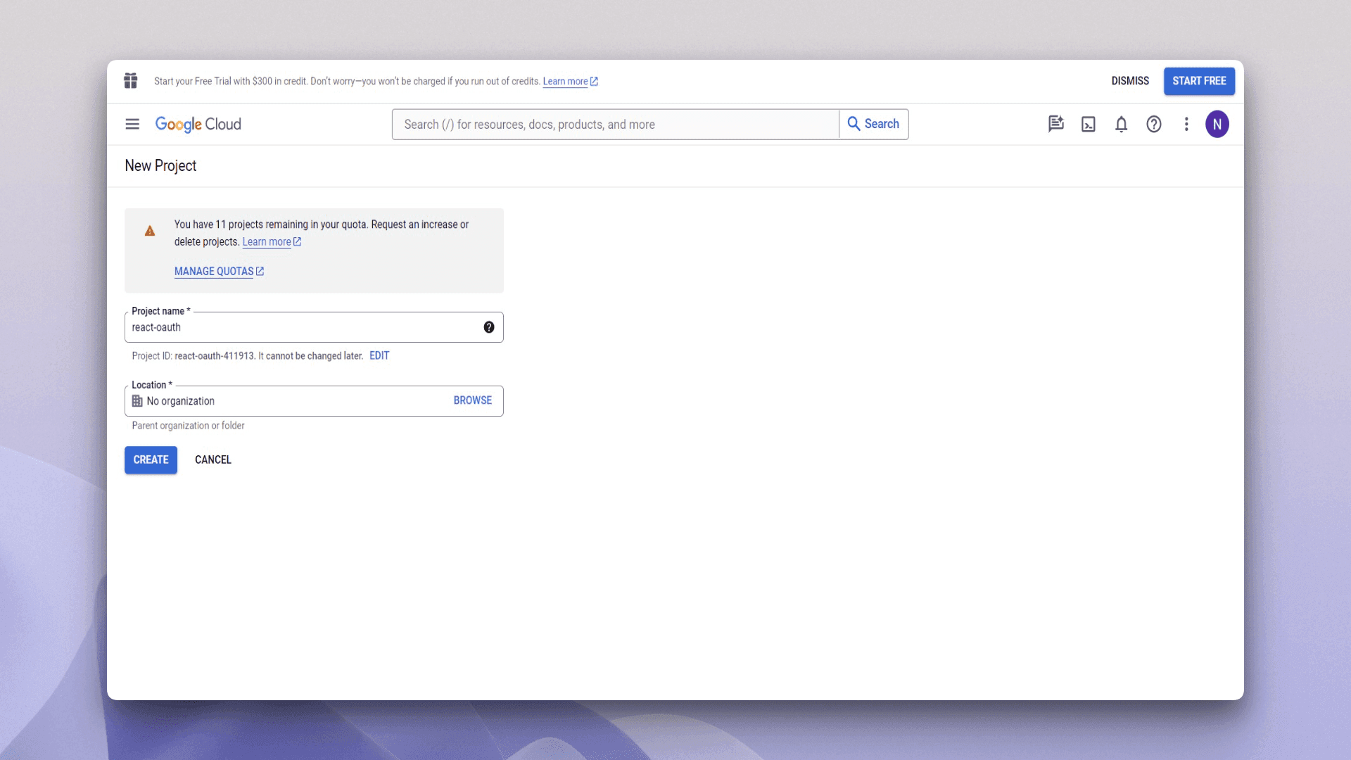 React OAuth Set up Google Cloud Project
