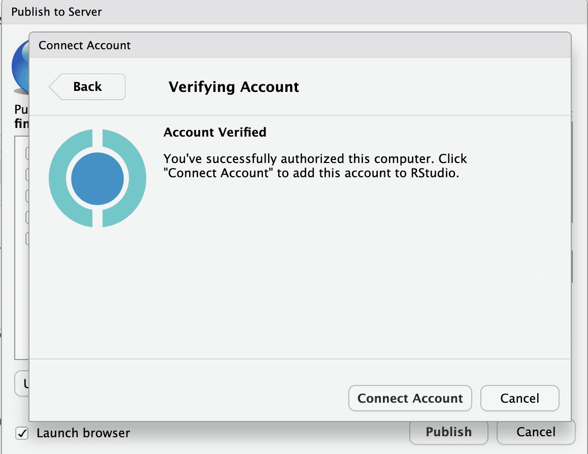 Fig: Verify Posit connect account linking