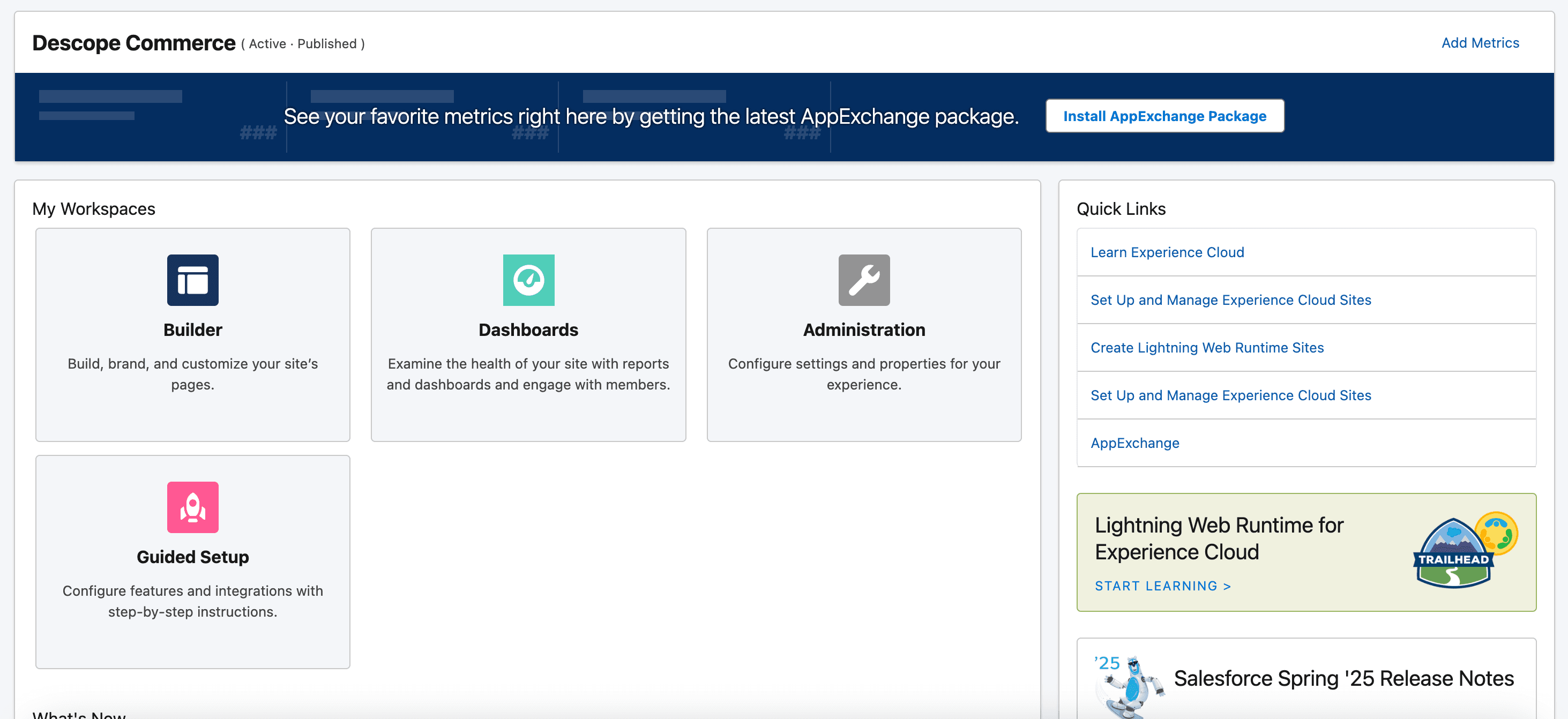 Fig: Selecting the Administration Workspace