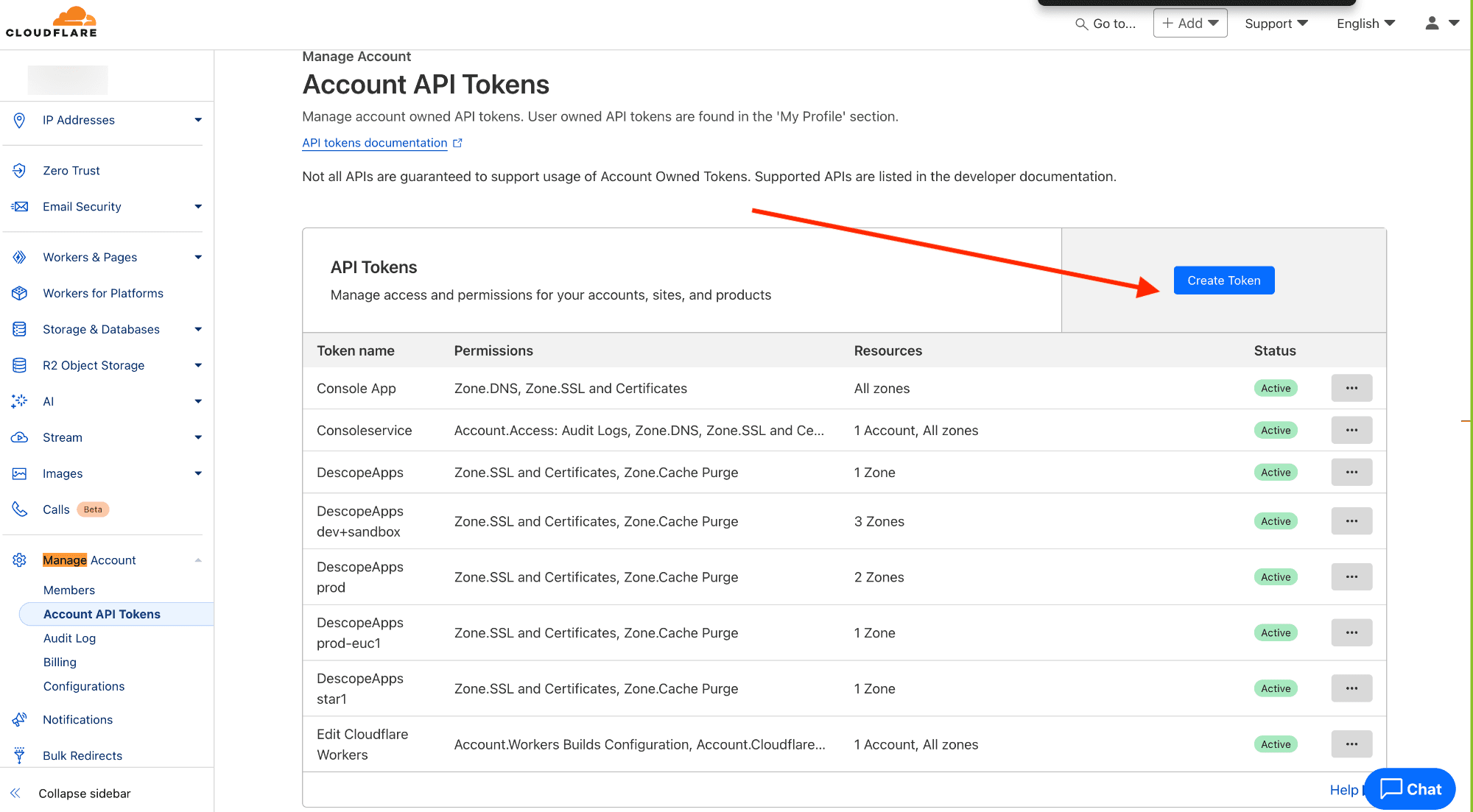 Create Cloudflare API token