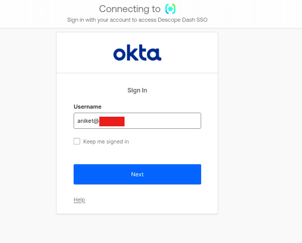 Fig: The Okta login screen