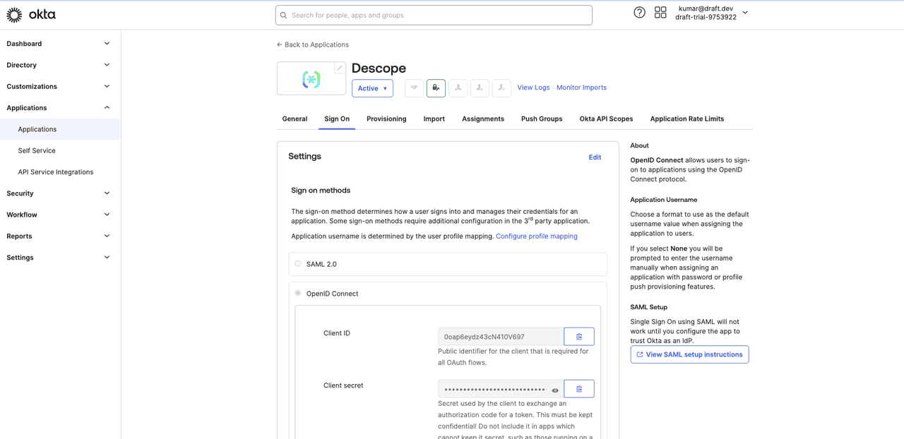 Fig: The sign-on details