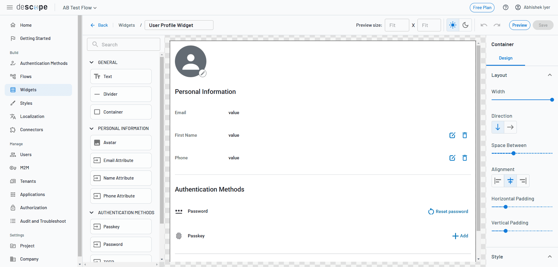 Descope User Profile Widget