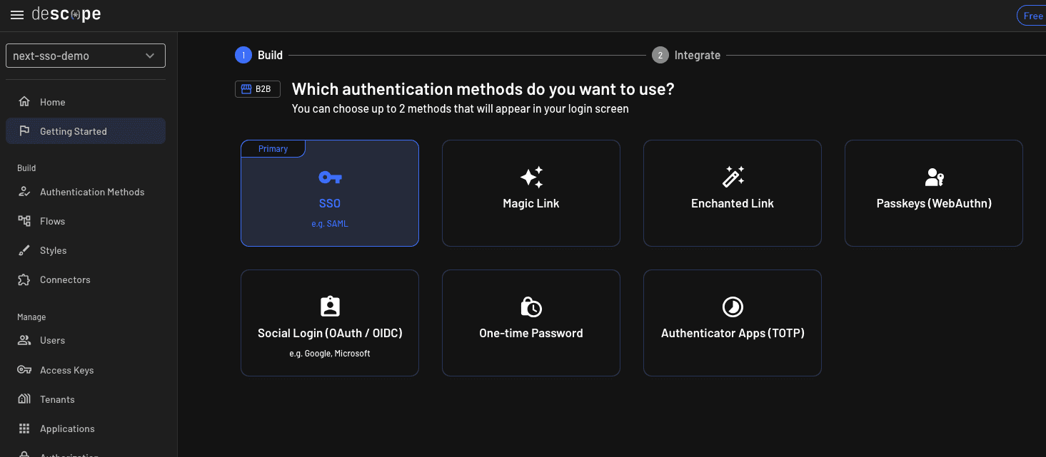 SSO tutorial onboarding wizard 2