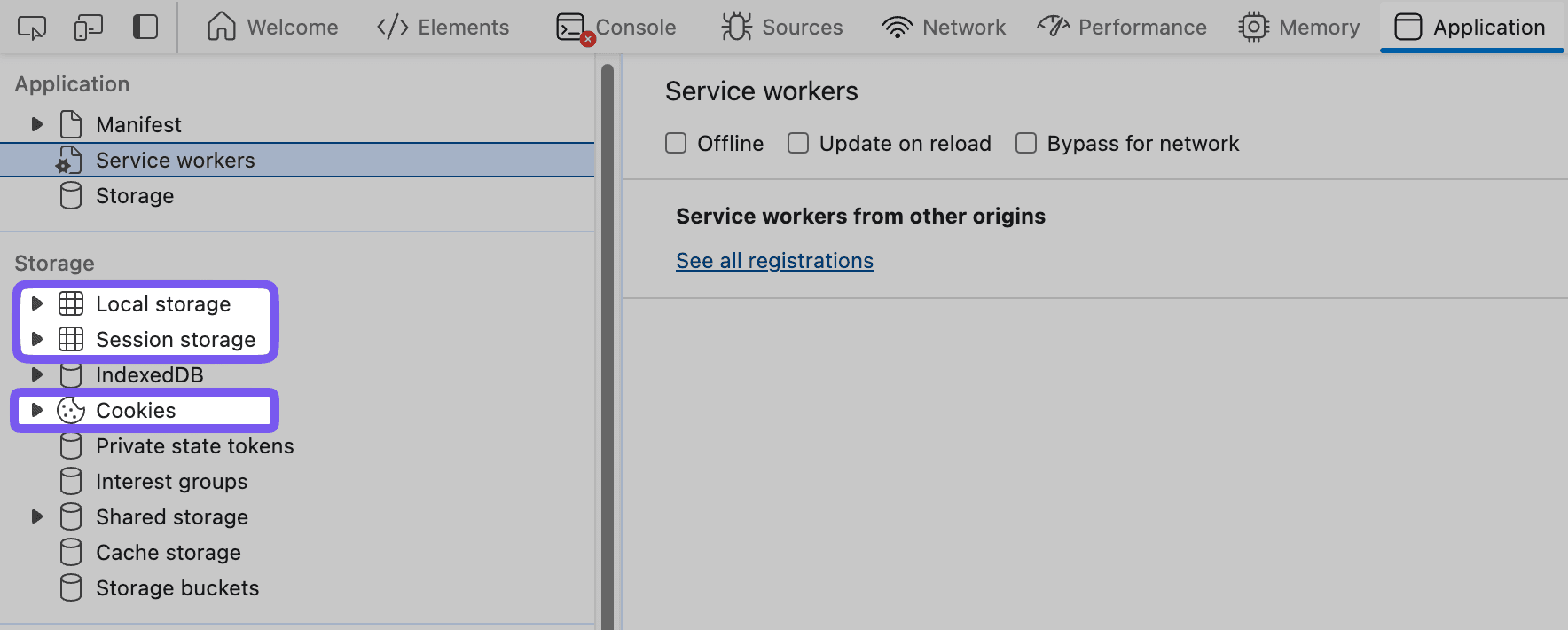 Screenshot showing the browser’s developer tools
