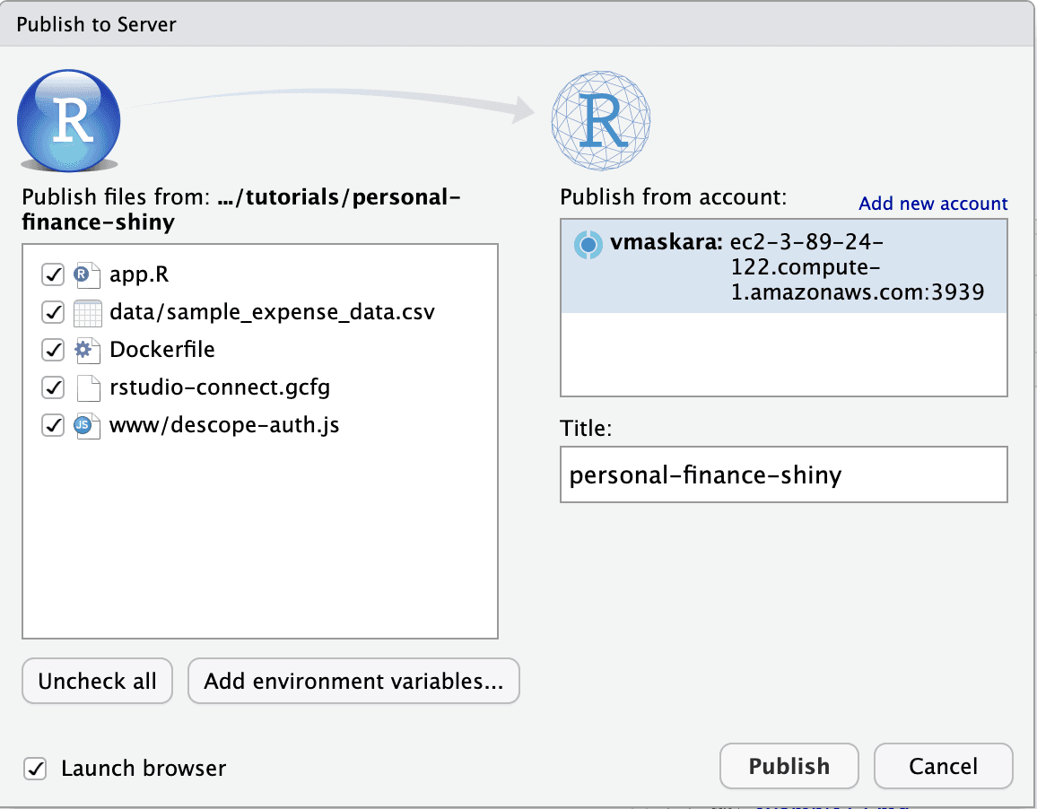 Fig: Publish Shiny app to Posit Connect