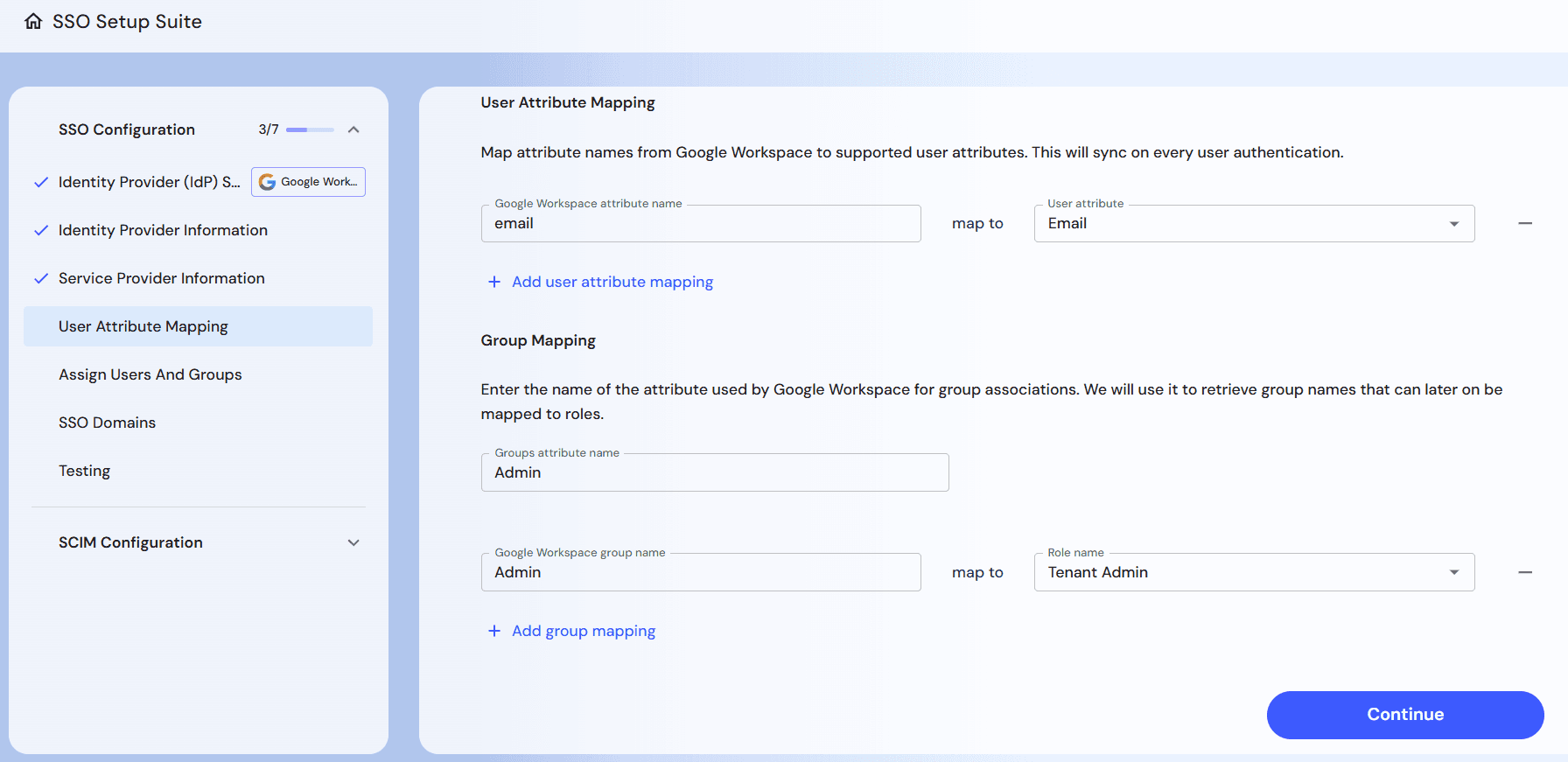 SSO Setup Guide user mapping